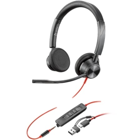 Auriculares poly blackwire 3325 + adaptador usb-c/a/ con - Imagen 3