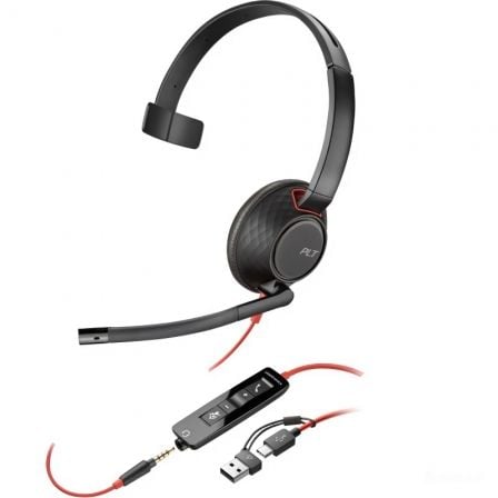 Auricular poly blackwire 5210 + 3.5 mm + adaptador usb-c/a/ con micrófono/ jack 3.5 - usb tipo-c/ jack 3.5 - usb tipo-c/ bulk/ - Imagen 2