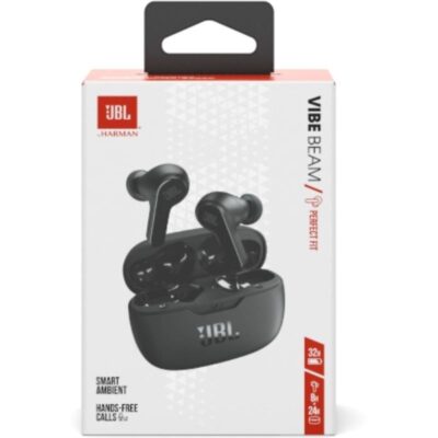 Auriculares bluetooth jbl vibe beam con estuche de carga/ autonomía 8h/ negra