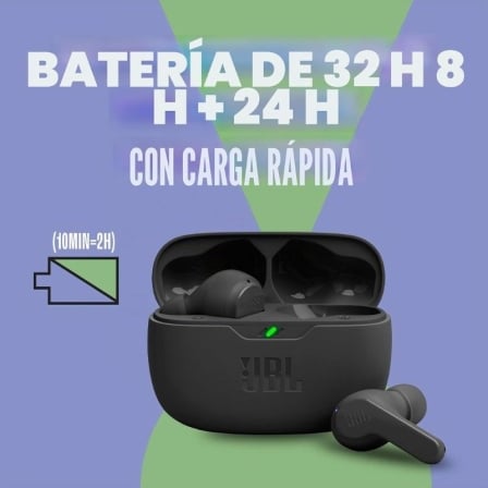 Auriculares bluetooth jbl vibe beam con estuche de carga/ autonomía 8h/ negra - Imagen 8