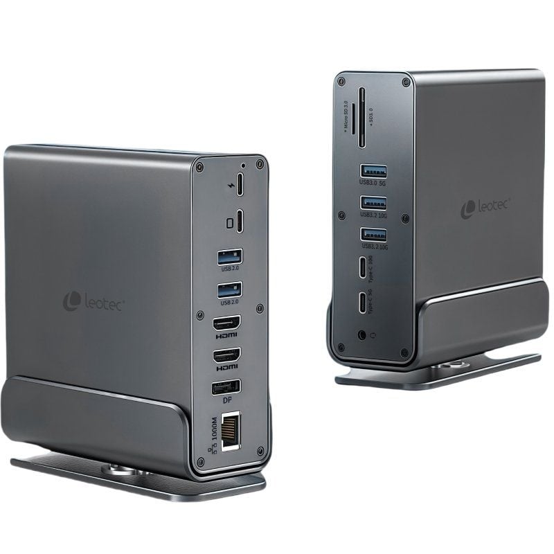 Docking usb tipo-c leotec leds06/ 5xusb/ 2xusb tipo-c/ 1xusb tipo-c pd/ 1xdisplayport/ 2xhdmi 4k/ 1xrj45/ 1xjack 3.5/ 1xlector - Imagen 3