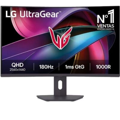 Monitor gaming curvo lg ultragear 32g600a-b 31.5/ qhd/ 1ms/ 180hz/ va/ regulable en altura/ negro