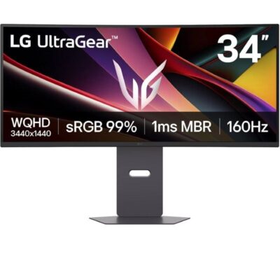 Monitor gaming ultrapanorámico curvo lg ultragear 34g600a-b 34/ uwqhd/ multimedia/ 5ms/ 160hz/ va/ regulable en altura/ negro