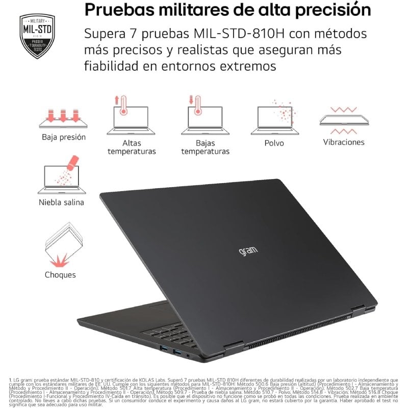 Portátil lg gram 14z95u-g.au85bn ryzen ai 7 450/ 32gb/ 512gb ssd/ 14/ win11 - Imagen 3
