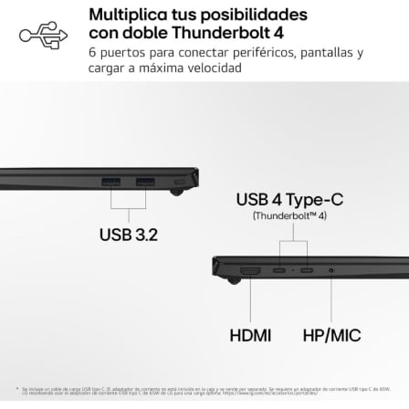 Portátil lg gram 14z95u-g.au85bn ryzen ai 7 450/ 32gb/ 512gb ssd/ 14/ win11 - Imagen 8
