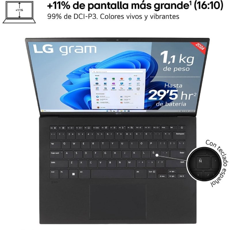 Portátil lg gram 14zb90s-g.ax55bn intel core ultra 5-115u/ 16gb/ 512gb ssd/ 14/ sin sistema operativo - Imagen 2