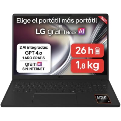 Portátil lg gram 16ud55u-g.ax85bn ryzen ai 7 445/ 32gb/ 512gb ssd/ 16/ sin sistema operativo