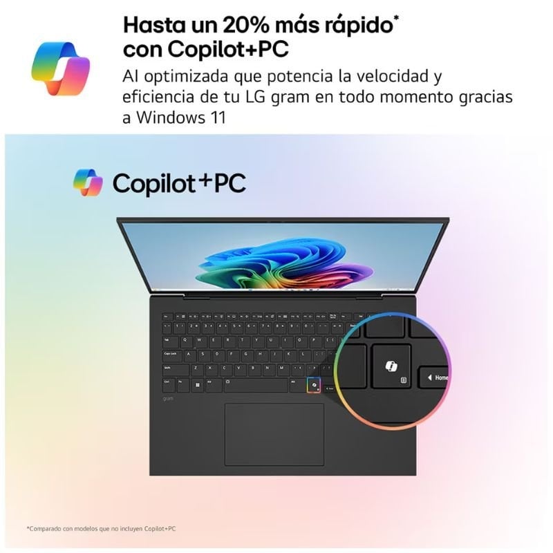 Portátil lg gram pro 16z90ts-g.au99bn intel core ultra 9-288v/ 32gb/ 1tb ssd/ 16/ win11 - Imagen 2