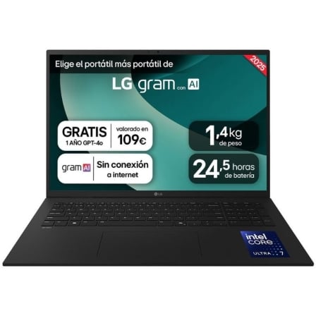 Portátil lg gram 17z90tl-g.au88bn intel core ultra 7-258v/ 32gb/ 1tb ssd/ 17/ win11 - Imagen 6