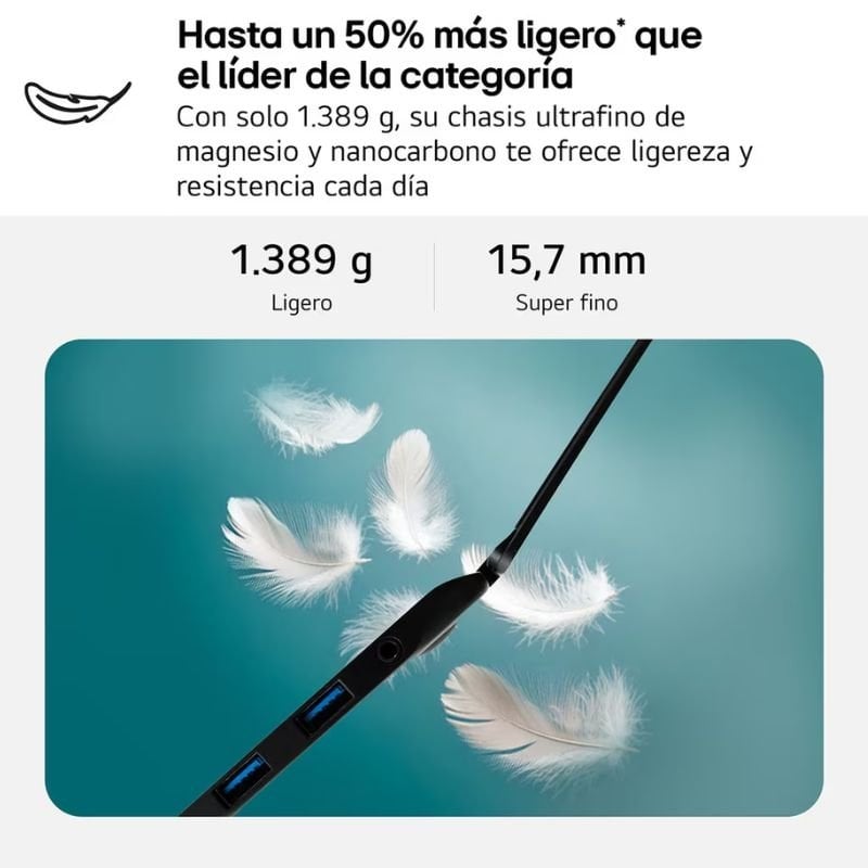 Portátil lg gram 17z90tl-g.au88bn intel core ultra 7-258v/ 32gb/ 1tb ssd/ 17/ win11 - Imagen 2