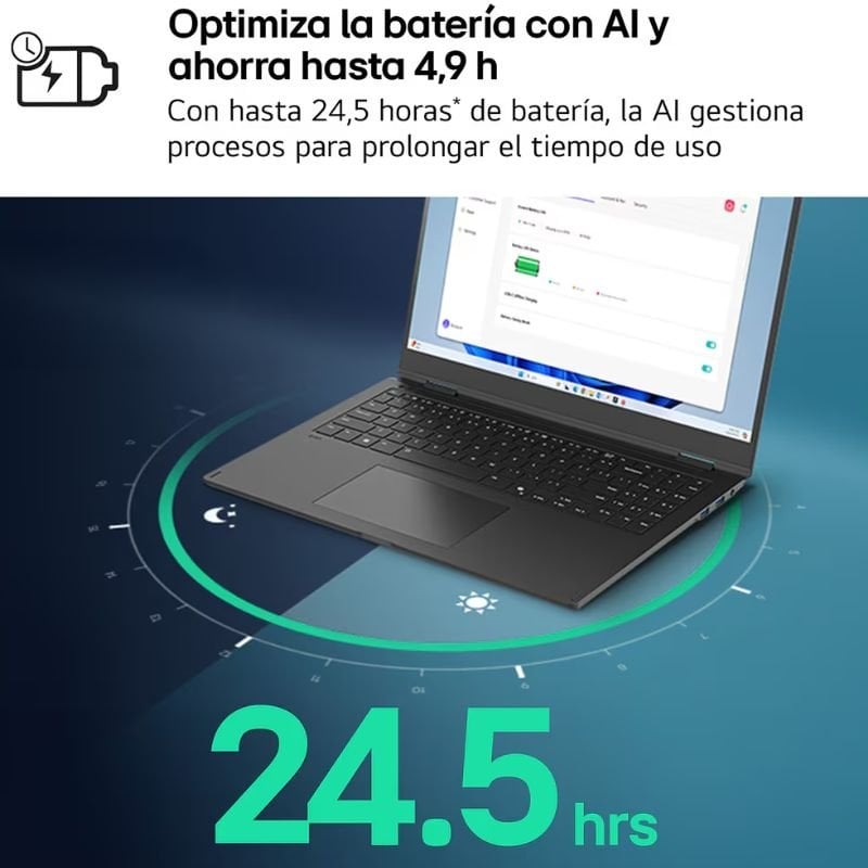 Portátil lg gram 17z90tl-g.au88bn intel core ultra 7-258v/ 32gb/ 1tb ssd/ 17/ win11 - Imagen 3