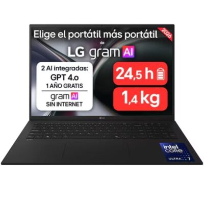 Portátil lg gram 17zd90tl-g.ax85bn intel core ultra 7-258v/ 32gb/ 512gb ssd/ 17/ sin sistema operativo