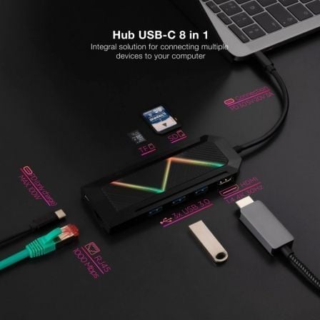 Docking usb tipo-c nanocable 10.16.0801/ 3xusb/ 1xusb tipo-c pd/ 1xhdmi/ 1xrj45/ 1xlector tarjetas sd tf - Imagen 6
