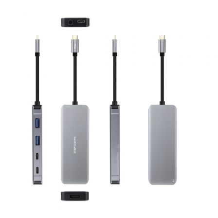 Docking tipo-c nanocable 10.16.1006/ 2xusb/ 1xhdmi 4k/ 2xusb tipo-c/ 1xusb tipo-c pd/ gris - Imagen 7