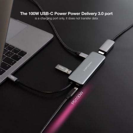 Docking tipo-c nanocable 10.16.1006/ 2xusb/ 1xhdmi 4k/ 2xusb tipo-c/ 1xusb tipo-c pd/ gris - Imagen 9