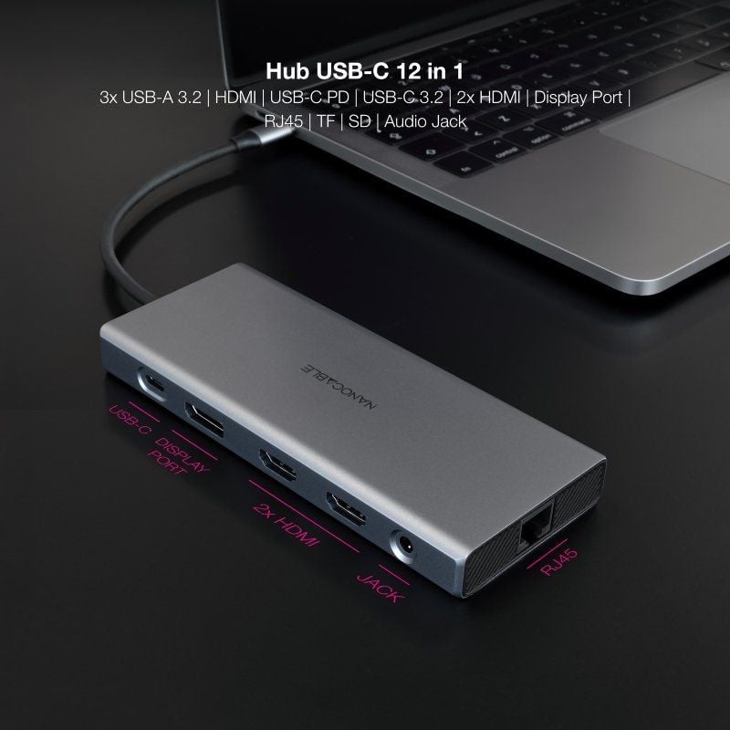 Docking tipo-c nanocable 10.16.4612/ 3xusb/ 1xusb tipo-c/ 2xhdmi 4k/ 1xdisplayport/ 1xrj45/ 1xlector tarjetas/ 1xjack 3.5/ - Imagen 3