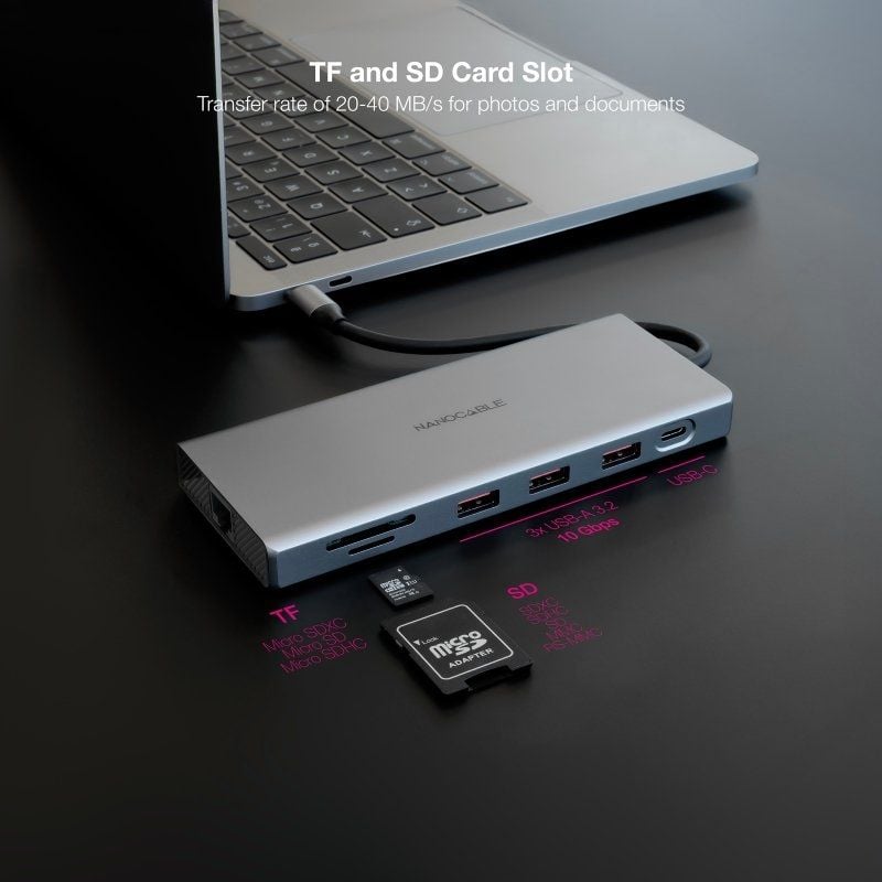 Docking tipo-c nanocable 10.16.4612/ 3xusb/ 1xusb tipo-c/ 2xhdmi 4k/ 1xdisplayport/ 1xrj45/ 1xlector tarjetas/ 1xjack 3.5/ - Imagen 4