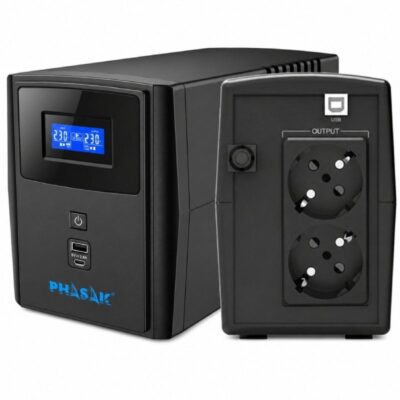 Sai línea interactiva phasak sirius 1000 va interactive/ 1000va-600w/ 2 salidas/ formato torre