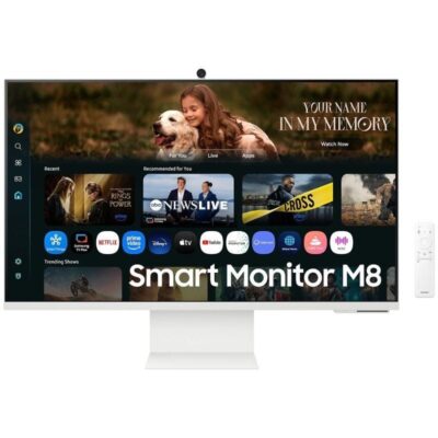 Smart monitor samsung m8 m80f s32fm801uu 32/ 4k/ multimedia/ regulable en altura/ smart tv/ webcam/ blanco