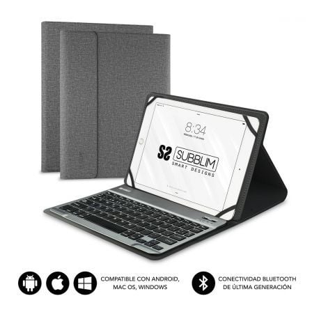 Funda con teclado subblim keytab pro bluetooth para tablets de 9.6-10.8/ gris - Imagen 6