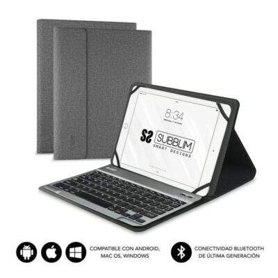 Funda con teclado subblim keytab pro bluetooth para tablets de 9.6-10.8/ gris