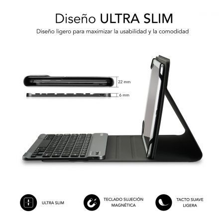 Funda con teclado subblim keytab pro bluetooth para tablets de 9.6-10.8/ gris - Imagen 7