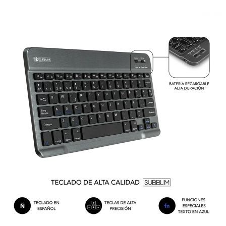 Funda con teclado subblim keytab pro bluetooth para tablets de 9.6-10.8/ gris - Imagen 10