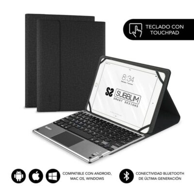 Funda con teclado subblim keytab pro bluetooth touchpad para tablets de 9.6-10.8/ negra