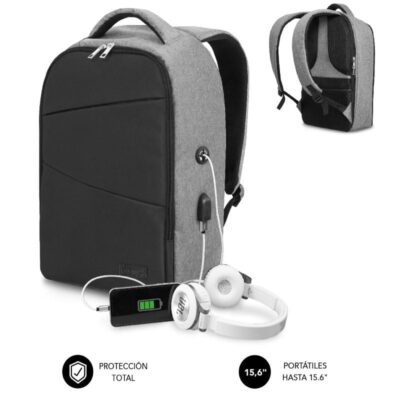 Mochila subblim secure v2 ap para portátiles hasta 15.6/ puerto usb/ antirrobo/ gris