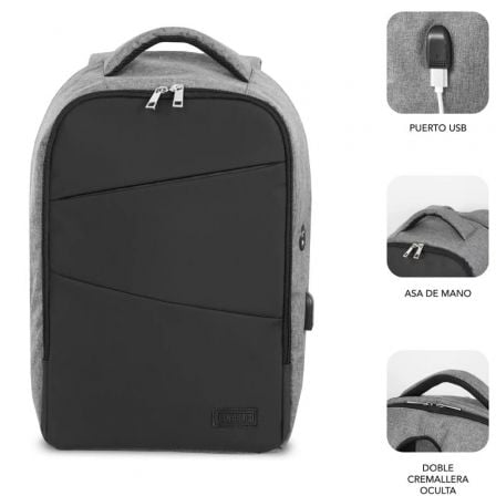 Mochila subblim secure v2 ap para portátiles hasta 15.6/ puerto usb/ antirrobo/ gris - Imagen 7