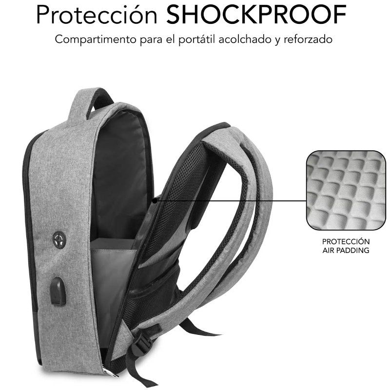 Mochila subblim secure v2 ap para portátiles hasta 15.6/ puerto usb/ antirrobo/ gris - Imagen 4