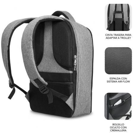 Mochila subblim secure v2 ap para portátiles hasta 15.6/ puerto usb/ antirrobo/ gris - Imagen 10