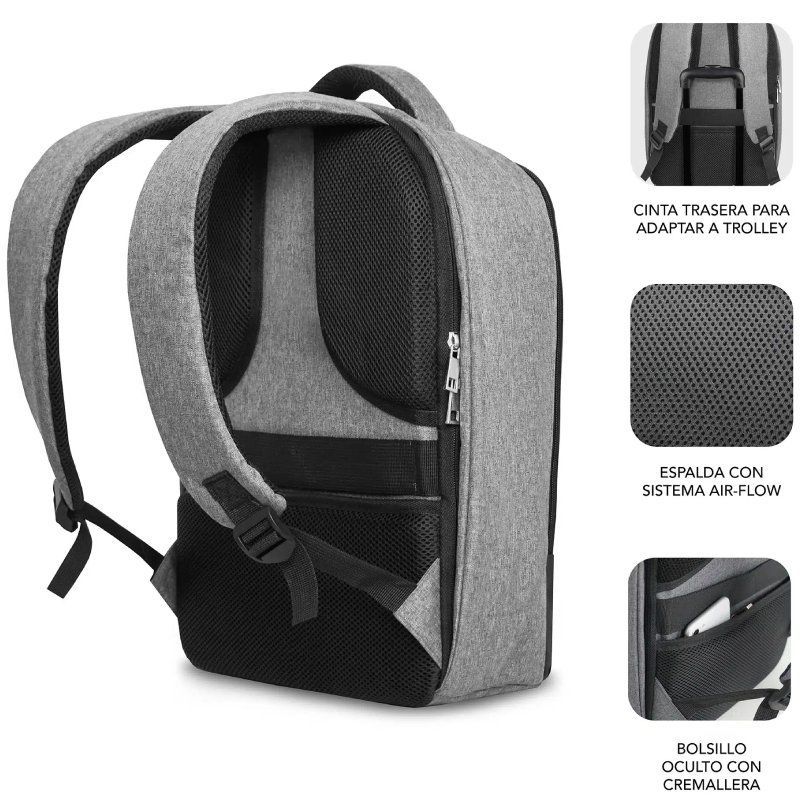Mochila subblim secure v2 ap para portátiles hasta 15.6/ puerto usb/ antirrobo/ gris - Imagen 5