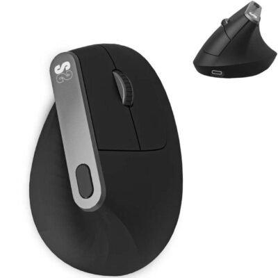 Ratón ergonómico inalámbrico subblim nature vertical ergo dual battery/ batería recargable/ hasta 4000 dpi/ negro