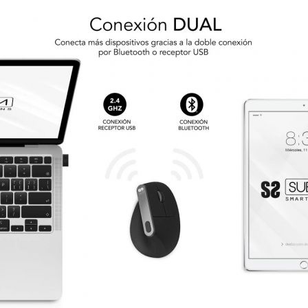 Ratón ergonómico inalámbrico subblim nature vertical ergo dual battery/ batería recargable/ hasta 4000 dpi/ negro - Imagen 6