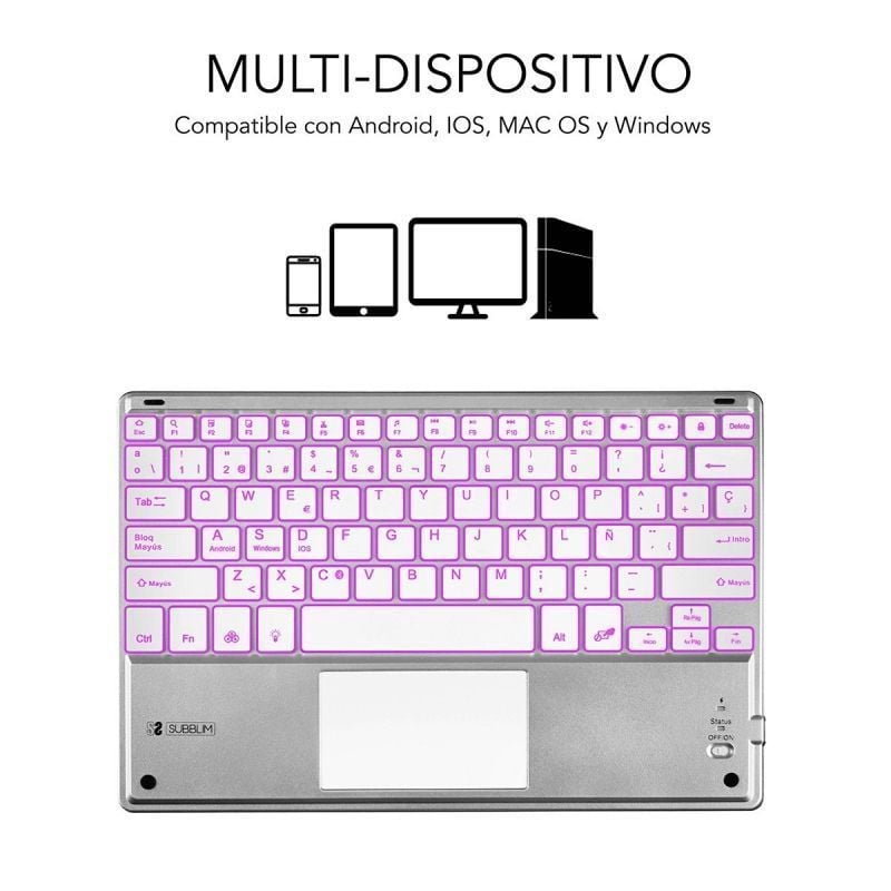 Teclado compacto inalámbrico subblim smbt50/ plata - Imagen 2