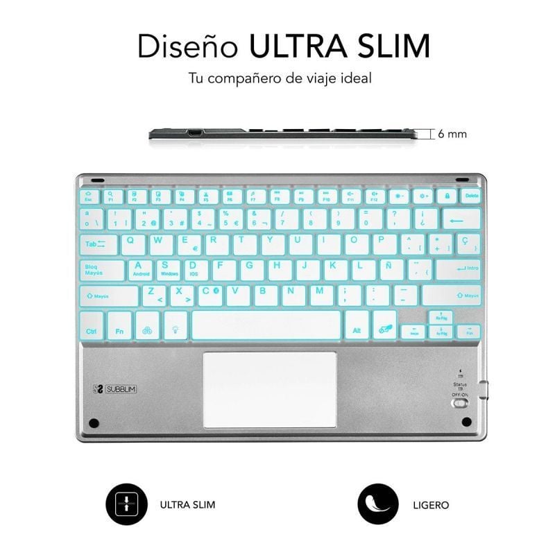 Teclado compacto inalámbrico subblim smbt50/ plata - Imagen 3