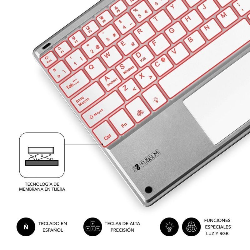Teclado compacto inalámbrico subblim smbt50/ plata - Imagen 4
