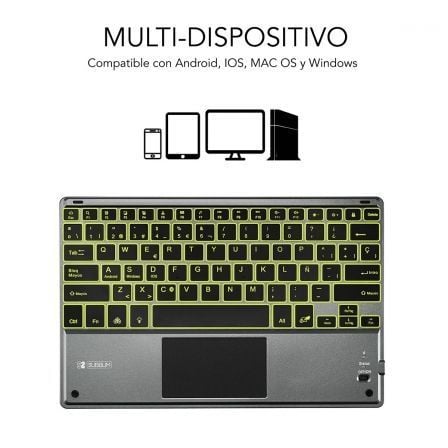 Teclado compacto inalámbrico subblim touchpad smart blacklit/ gris - Imagen 7
