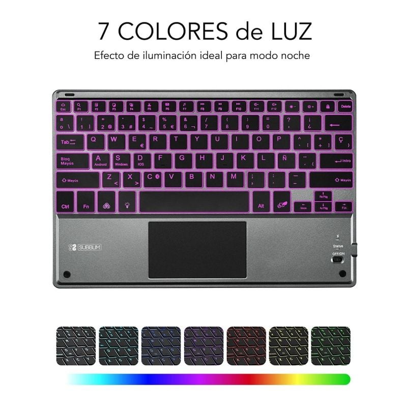 Teclado compacto inalámbrico subblim touchpad smart blacklit/ gris - Imagen 5