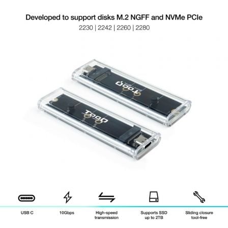 Caja externa para disco ssd m.2 nvme tooq tqe-2200/ usb 3.1 gen2/ sin tornillos - Imagen 7