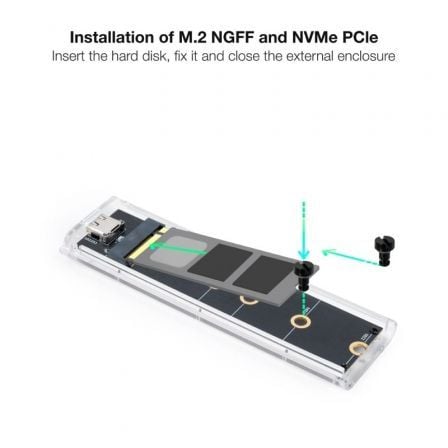 Caja externa para disco ssd m.2 nvme tooq tqe-2200/ usb 3.1 gen2/ sin tornillos - Imagen 8