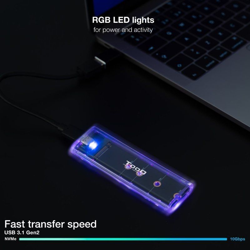 Caja externa para disco ssd m.2 nvme tooq tqe-2200/ usb 3.1 gen2/ sin tornillos - Imagen 5