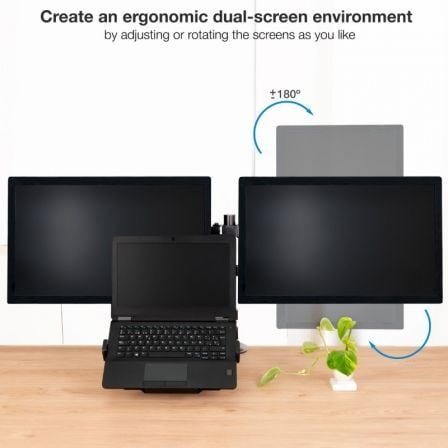 Soporte de mesa para 2 monitores y 1 portátil tooq db1202tn - Imagen 6