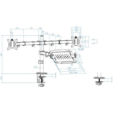 Soporte de mesa para 2 monitores y 1 portátil tooq db1202tn - Imagen 8
