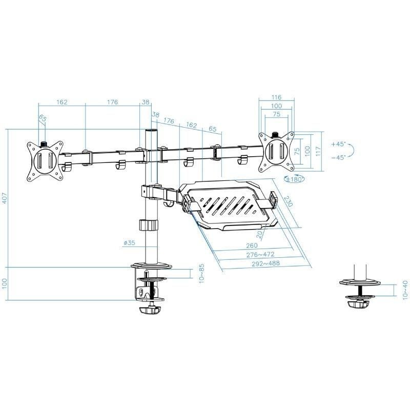 Soporte de mesa para 2 monitores y 1 portátil tooq db1202tn - Imagen 4