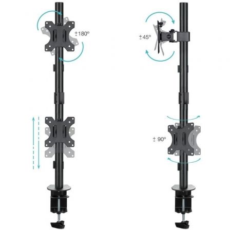 Soporte de mesa para 2 monitores tooq db1233tnv-b/ giratorio/ inclinable/ hasta 8kg - Imagen 7
