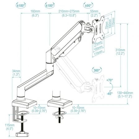 Soporte de mesa para monitor tooq db1334tnr-b/ hasta 10kg - Imagen 6