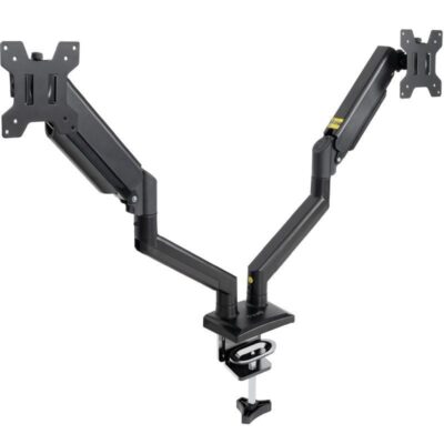 Soporte de mesa para 2 monitores tooq db1434tnr-b/ giratorio/ inclinable/ hasta 10kg