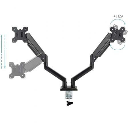 Soporte de mesa para 2 monitores tooq db1434tnr-b/ giratorio/ inclinable/ hasta 10kg - Imagen 6